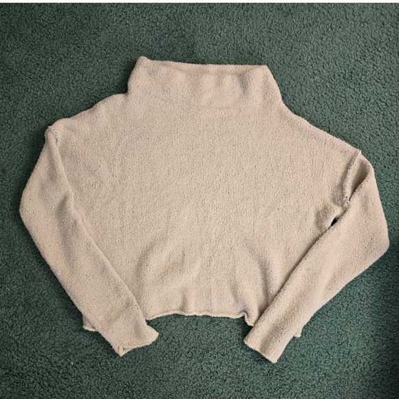 Free People Womens M‎ San Vincente Pullover Silver Sapphire Knit Cropped Sweater - Picture 2 of 9